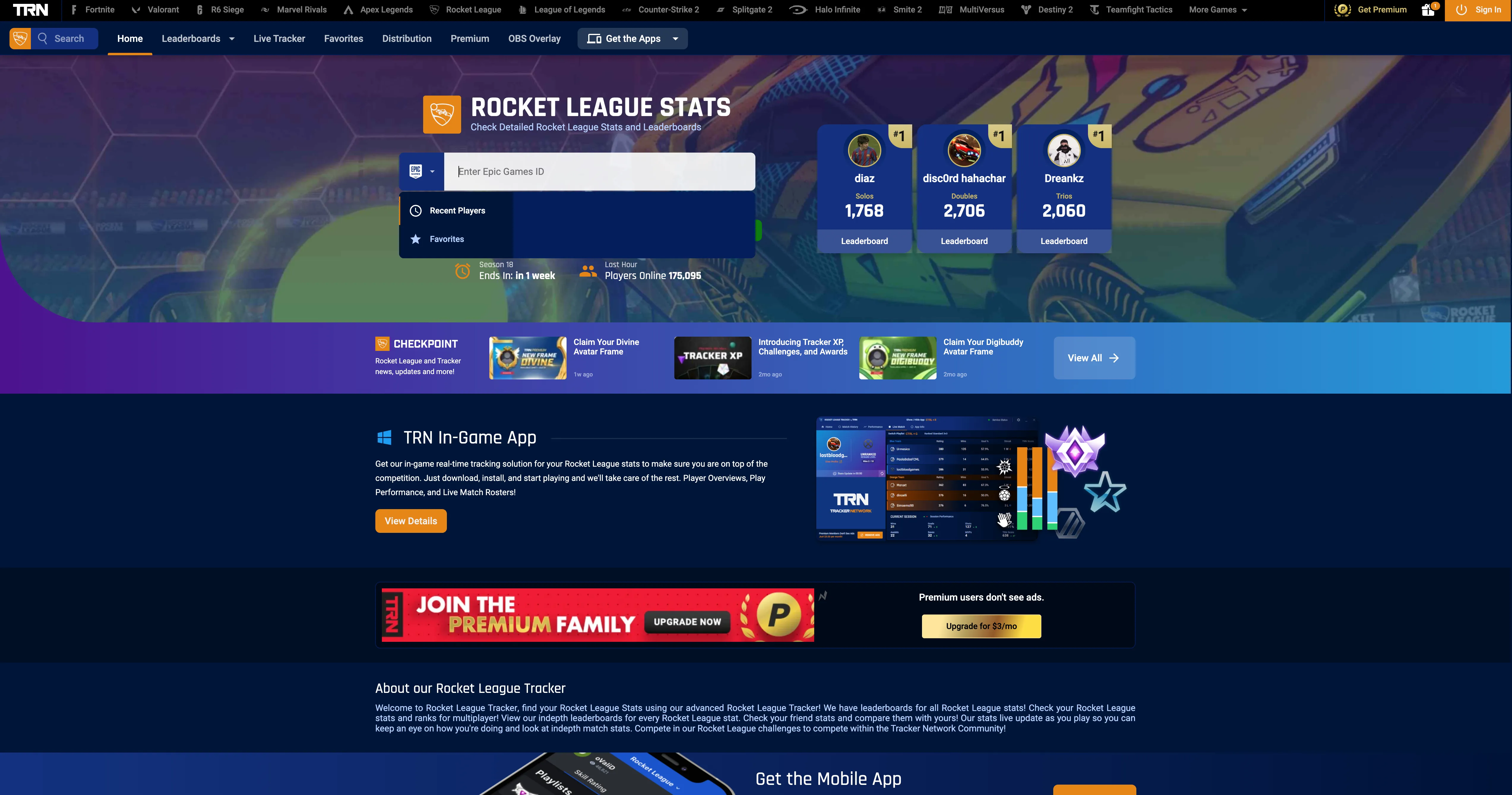 Rocket League Tracker Network